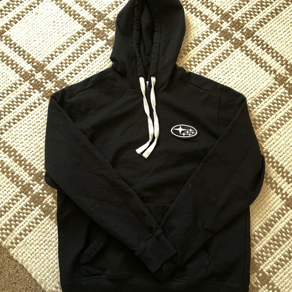 Black Subaru Hoodie with Patch Logo